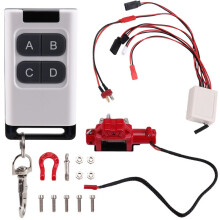 1/10 Car Model New Climbing Car Rescue Metal Winch with Multifunction Remote Control for 1/10 RC Crawler Red