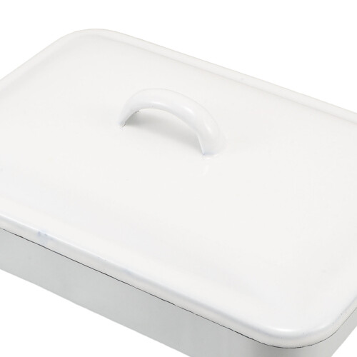 Enamel roasting pan with lid white rectangular 13x9 inch 2