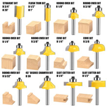 24 Sets Woodworking Router Bit Set Engraving Machine Cutter Round Corner Slotting Milling Carbide Tipped Kit