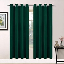 Dark Green Blackout Curtains 52x84 in, Grommet Top, 2 Panels