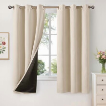 Blackout Thermal Curtains with Grommets, White, 2 Panels,