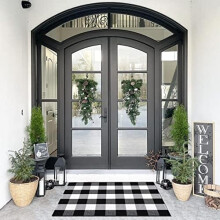 Cotton Buffalo Plaid Rug 27.5 x 43 in Black and White