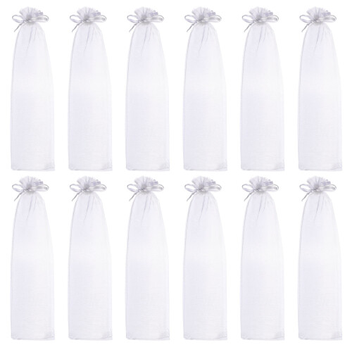 250Pièces Organza Blancs À Cordon Pour Cadeaux Éventails 1