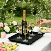 Large Black Serving Tray – Food-Grade Plastic, 34.8 x 25