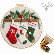 Kit de point de croix de Noël pour débutants avec tambour et fils