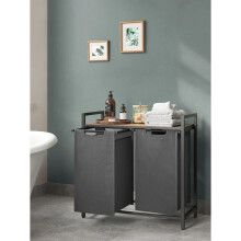 Laundry Sorter with 2 Pull-Out Bags & Shelf, Metal Frame
