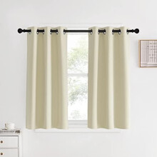 Beige Blackout Curtains with Silver Grommets, 34" x 60",