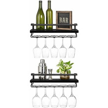 Wall-Mounted Wine Rack Set of 2 – Rustic Wood & Steel