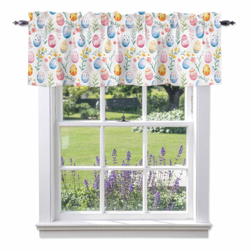 Spring Flower Valance 54x18in Polyester Rod Pocket