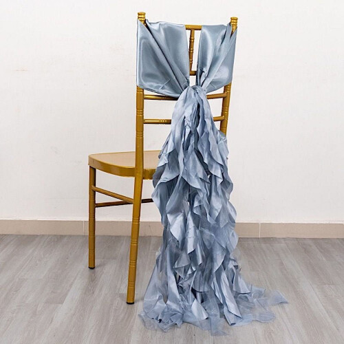 Dusty Blue Chiffon Satin Chair Sashes (5 pcs)
