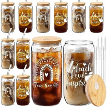12-Piece Teacher Gift Set: 16oz Borosilicate Glass Cups