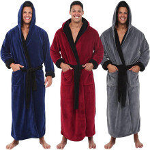 Badrock med huva, svart, 2XL, plyschfodrad