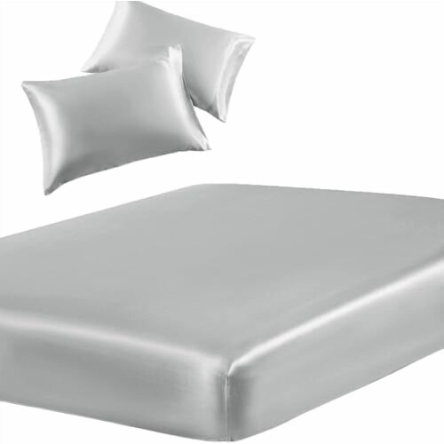 3-Piece Satin Bed Sheet Set 60x80in + 2 Pillowcases