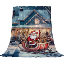 Pink Santa Christmas Throw Blanket 50x60 Inch