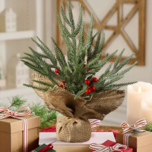 Sapin de Noël artificiel de bureau 12 pouces avec baies rouges