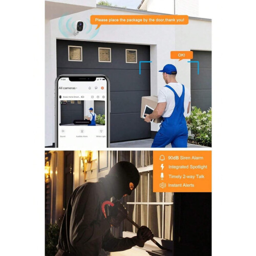 Wireless Outdoor Security Camera 2-Pack, Battery-Powered,