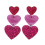 Rosa Herzohrringe, hypoallergen, leichtes Set 1