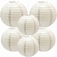 Round Paper Lanterns 8 10 12 in Grey 6 pcs