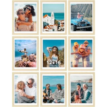 Picture Frames Set of 9 Oak Engineered Wood 12x16