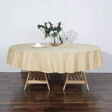 Polyester Round Tablecloth 90 in Champagne 6 Pack