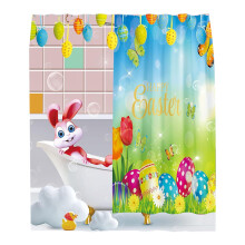 Easter Shower Curtain Polyester 47x71 in with 12 Hooks