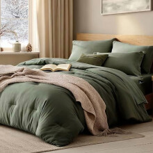 Twin XL comforter set olive green 5-piece