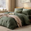 Twin XL comforter set olive green 5-piece 1