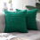 Boho linnen kussensloopset van 2 stuks, 20x20 inch, groen gestreept 1