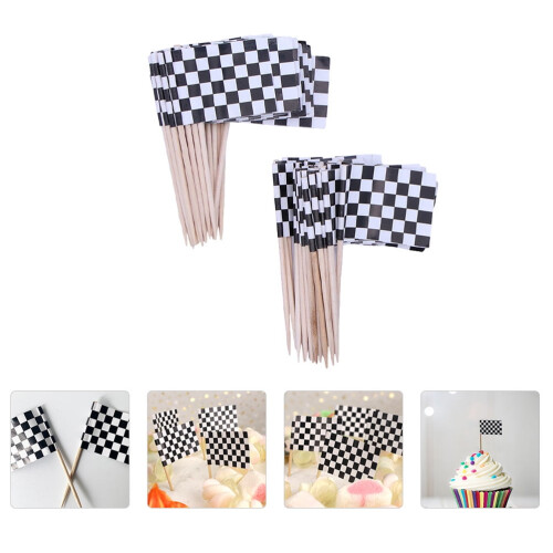 Décorations de gâteaux en forme de drapeau de course, 6,6 x 3,6 cm, 150 pièces