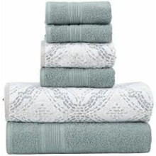 Set di asciugamani reversibili Capri in jacquard, 6 pezzi, 100% lana pettinata