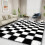 Black & White Checkered Shag Rug 6x9 ft 1