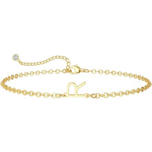 Gold Plated Letter Charm Bracelet for Women 14K