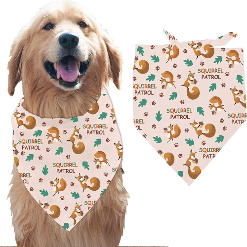 Pañuelo de algodón para perro – Estampado de patrulla de ardillas, triangular, 78