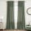 Green Linen Blend Curtains 90 in – Light Filtering & 1