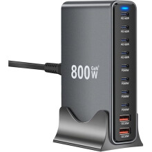Σταθμός φόρτισης ZC800W GaN3USB-C 10 θυρών μαύρο