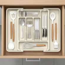 Organizador de gaveta de cozinha expansível – Plástico resistente,