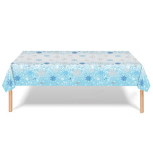 Farmhouse Christmas Tablecloth Blue Snowflake 1pc