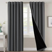 Blackout Curtains with Black Liner 52x84 in Charcoal Grey