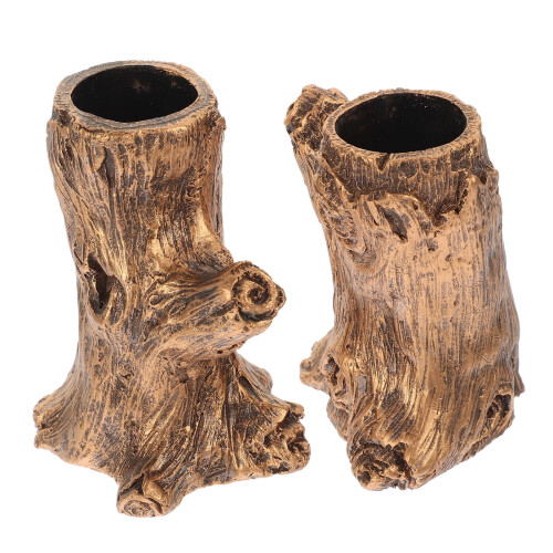 Resin Stump Candlestick Holders (Pair)