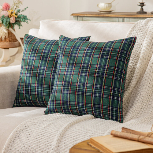 Julerute putetrekk tartan polyester 18x18 tommer