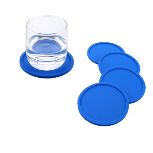 Sottobicchiere in silicone con supporto, rotondo, blu. 2
