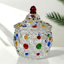 Glass Candy Jar with Lid – Round, Vibrant Coloured, Hand