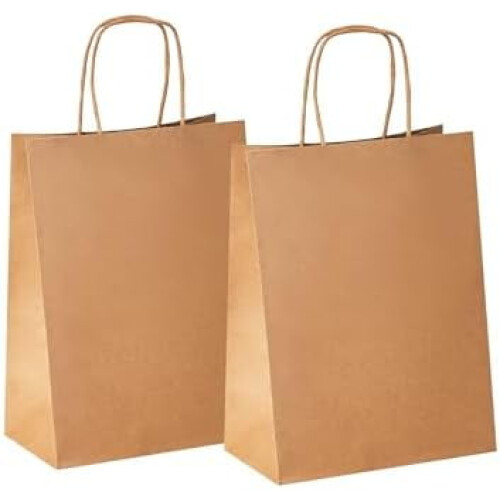 Sacolas de presente em papel kraft marrom com alças (100 unidades)