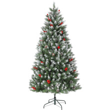 6ft Snow Flocked Artificial Christmas Tree with Red Berries