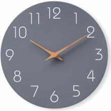16" Modern Silent Wall Clock – White Face, Wooden Hands