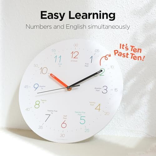 12 Inch Slim Silent Wall Clock Ivory Finish