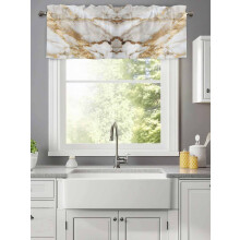 Watercolor Abstract Marble Valance with Gold Stripe 42x12in