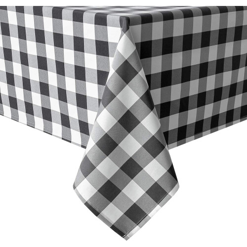 Black & White Checkered Tablecloth 60x102 in
