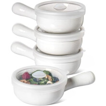 15oz Ceramic French Onion Soup Bowls with Silicone Lids,