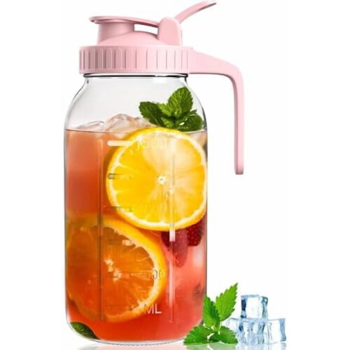 Κανάτα από γυάλινο βάζο Mason 64oz με αεροστεγές καπάκι